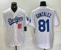 Los Angeles Dodgers #81 Victor Gonzalez Number White Cool Base Stitched Baseball Jersey