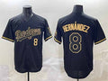 Los Angeles Dodgers #8 Enrique Hern¨¢ndez Black Gold Limited Stitched Baseball Jerseys