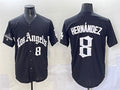Los Angeles Dodgers #8 Enrique Hern¨¢ndez Black Mexico 2025 LA Gothic Style With 2024 World Series Champions Patch Vapor Premier Limited Stitched Baseball Jersey