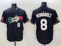 Los Angeles Dodgers #8 Enrique Hernandez Black Mexico Flag Limited Stitched Baseball Jersey