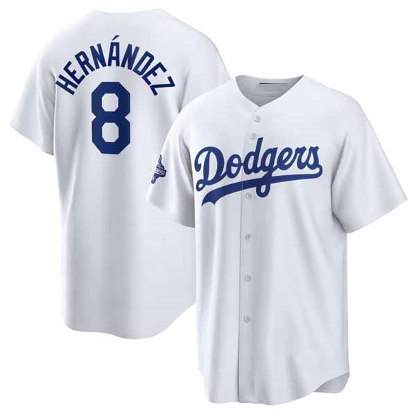 Los Angeles Dodgers #8 Enrique Hernandez White 2025 World Series Champions Stitched Baseball Jersey