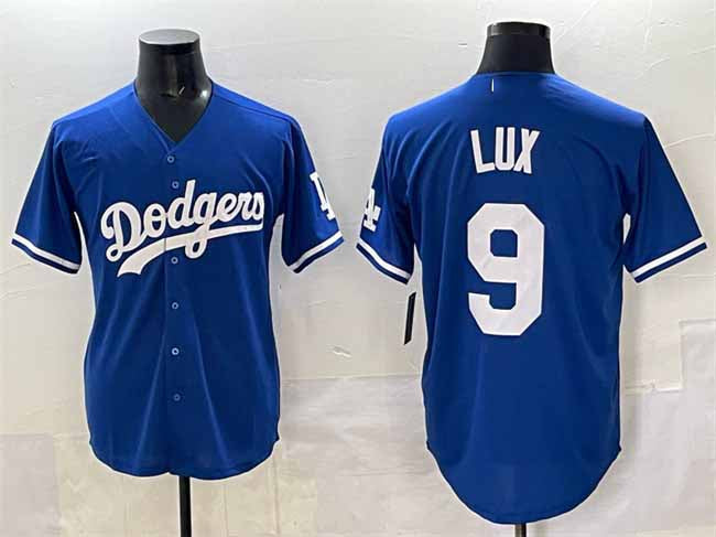 Los Angeles Dodgers #9 Gavin Lux Blue Cool Base Stitched Baseball Jersey