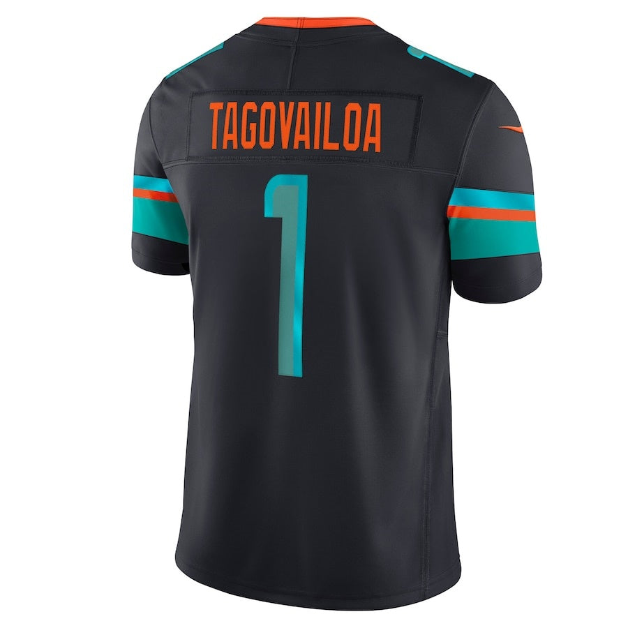 M.Dolphins #1 Tua Tagovailoa 2025 Rivalries Collection Limited Jersey  - Pitch Blue Stitched American Football Jersey