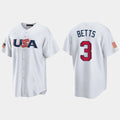 #3 MOOKIE BETTS LOS ANGELES DODGERS 2023 WORLD BASEBALL CLASSIC USA REPLICA JERSEY ¡§C WHITE Stitches Baseball Jerseys