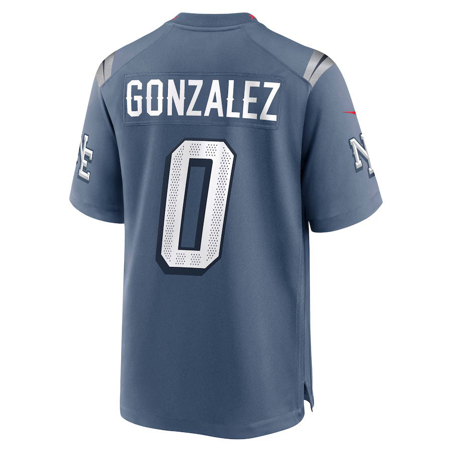 NE.Patriots #0 Christian Gonzalez 2025 Rivalries Collection Game Jersey  - Storm Blue Stitched American Football Jersey