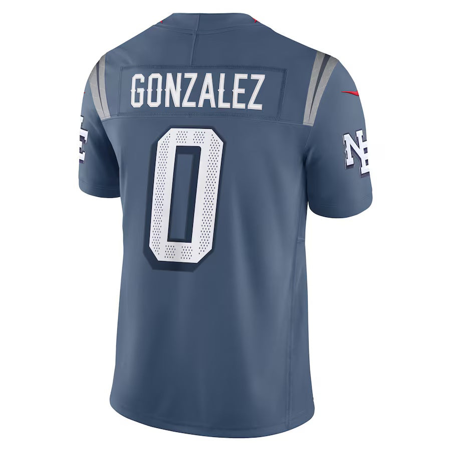 NE.Patriots #0 Christian Gonzalez 2025 Rivalries Collection Limited Jersey  - Storm Blue Stitched American Football Jersey